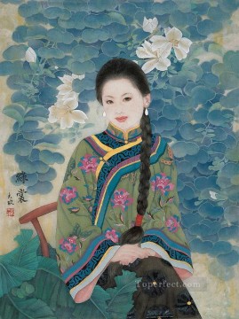 中国 Painting - 緑の蓮の伝統的な中国